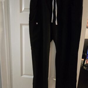 Figs Black Women's Scrub Pants with Grey Drawstring